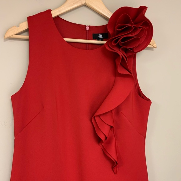 Jason Wu Red Sexy Valentine Day Cocktail Rosette Shoulder Formal Party Dress Med - Picture 7 of 13